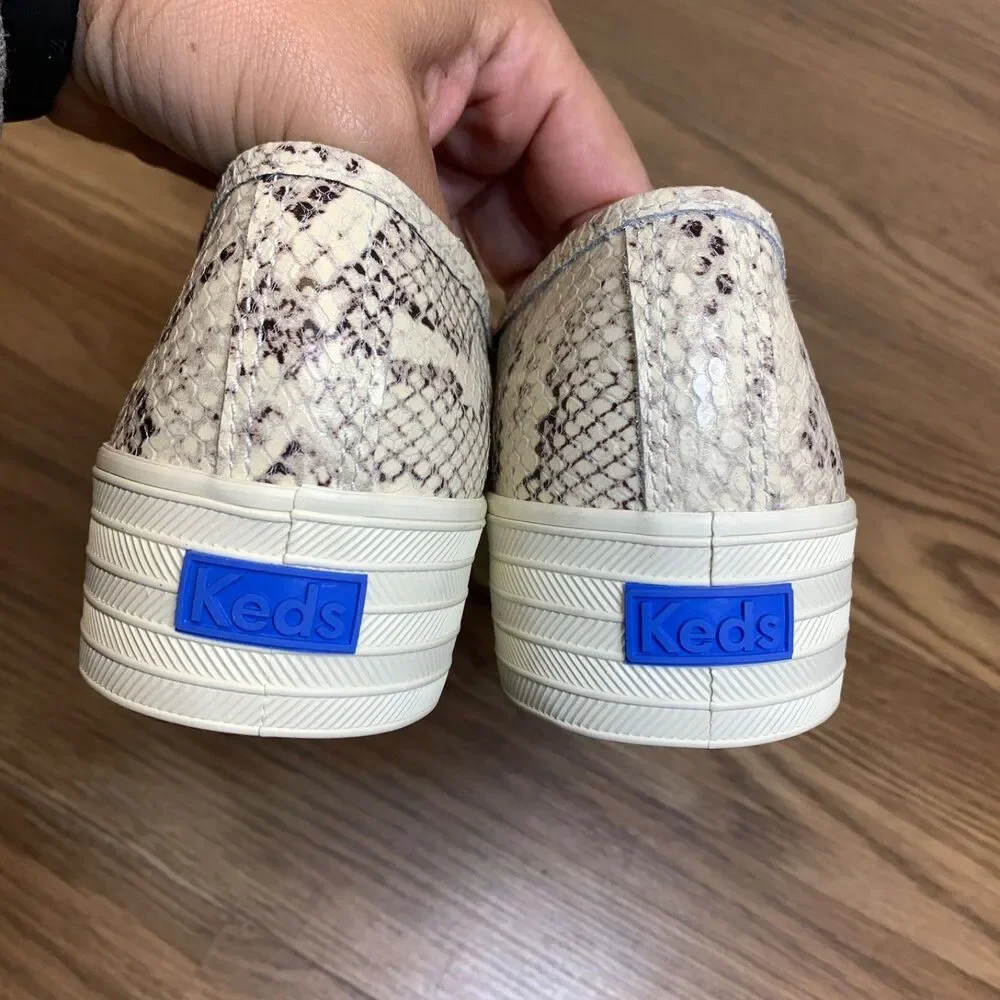 Keds Womens Triple Kick Sneakers Platform Shoes Snake Print Leather Lace Up 7‎